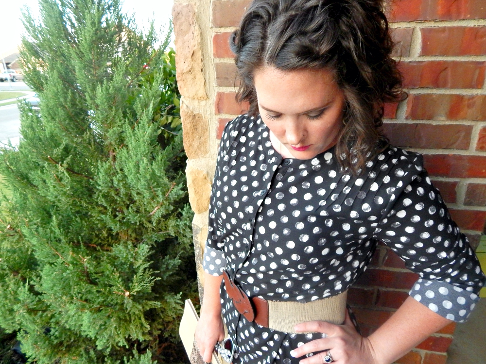 Target Stretch Belt Black Polka Dot Shirt Dress Interview Personality